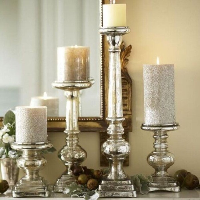 CANDELIERE VETRO CHAMPAGNE H.22